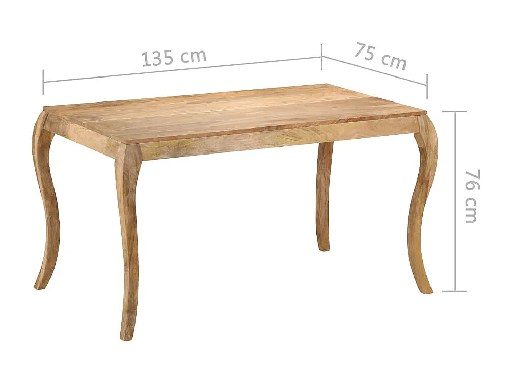 Table de salle à manger 135x75x76 cm Bois de manguier massif FR313126