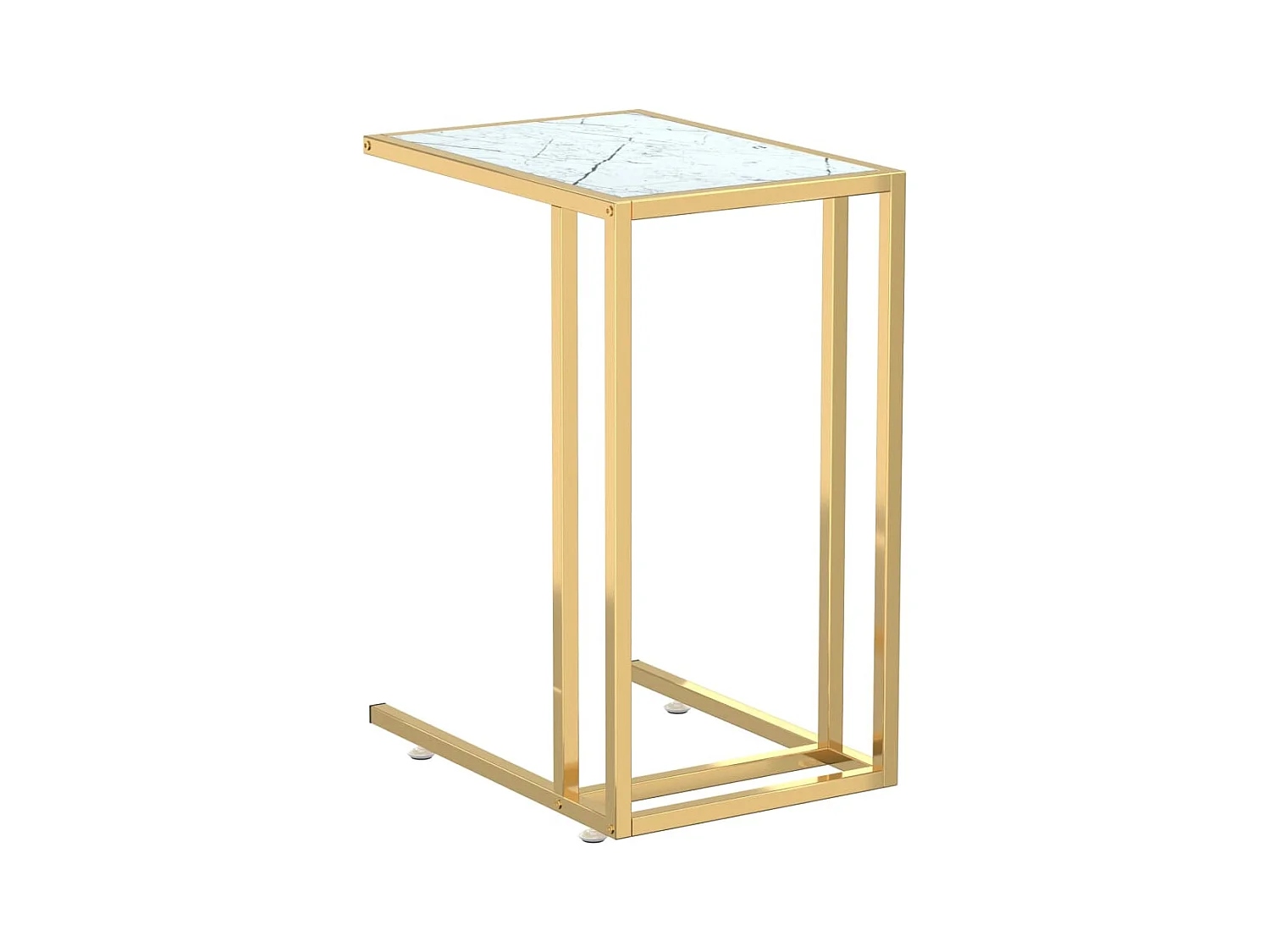 Mesita ordenador vidrio transparente blanco mármol 50x35x65cm ES249419