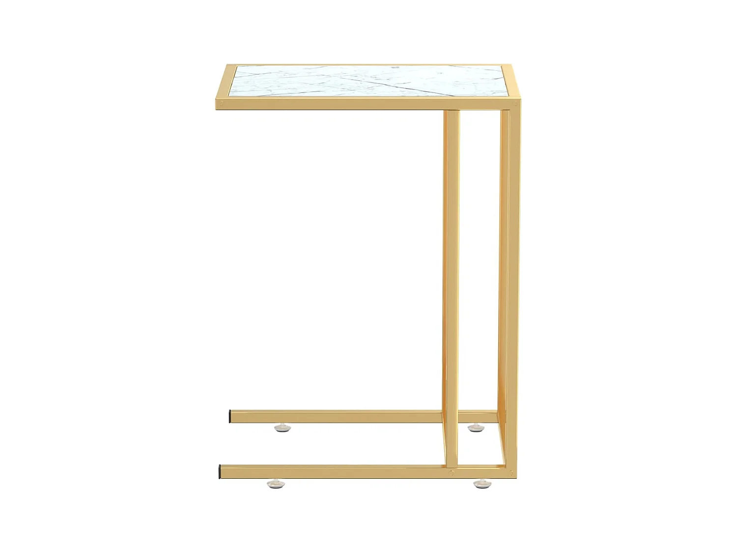 Mesita ordenador vidrio transparente blanco mármol 50x35x65cm ES249419