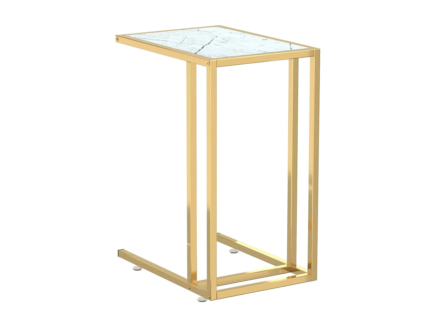 Table d'appoint ordinateur Marbre blanc 50x35x65cm Verre trempé FR227861