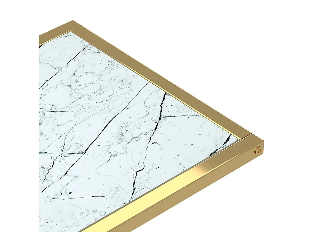 Table d'appoint ordinateur Marbre blanc 50x35x65cm Verre trempé FR227861