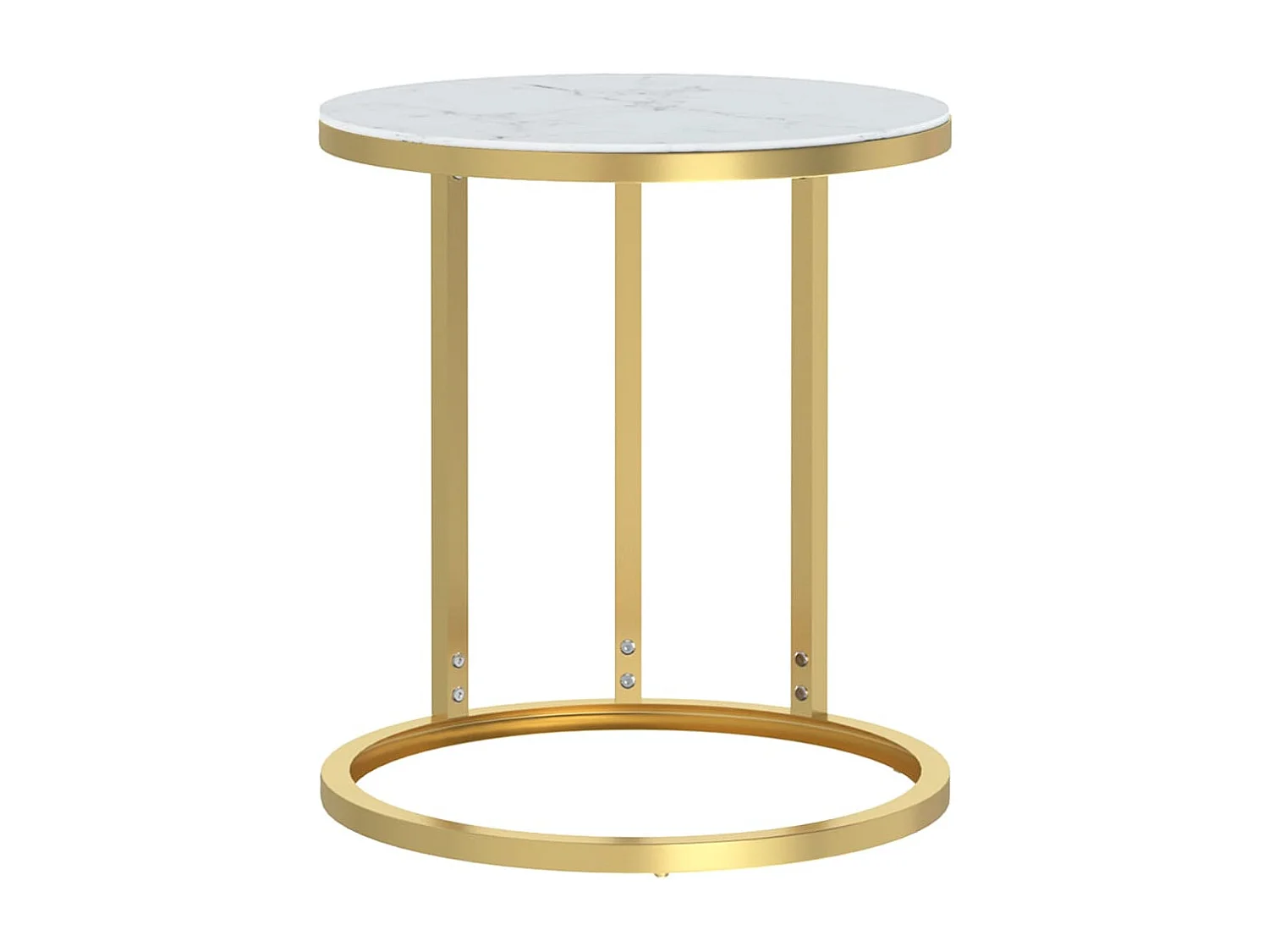 Mesa auxiliar vidrio templado dorado y mármol blanco 45 cm ES325432