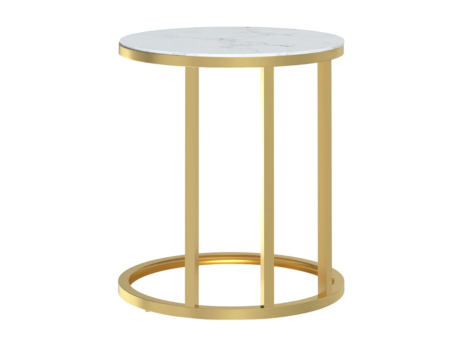 Mesa auxiliar vidrio templado dorado y mármol blanco 45 cm ES325432