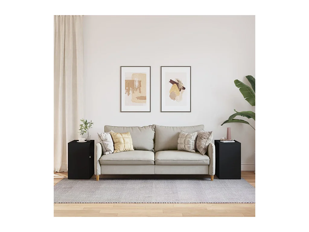 Tables d'appoint 2 pcs noir 50x30x50 cm bois d’ingénierie FR564622