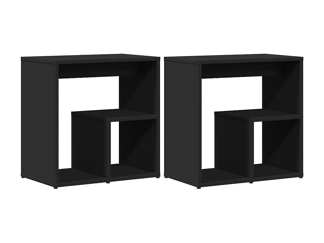 Mesas auxiliares 2 uds madera de ingeniería negro 50x30x50 cm ES515484