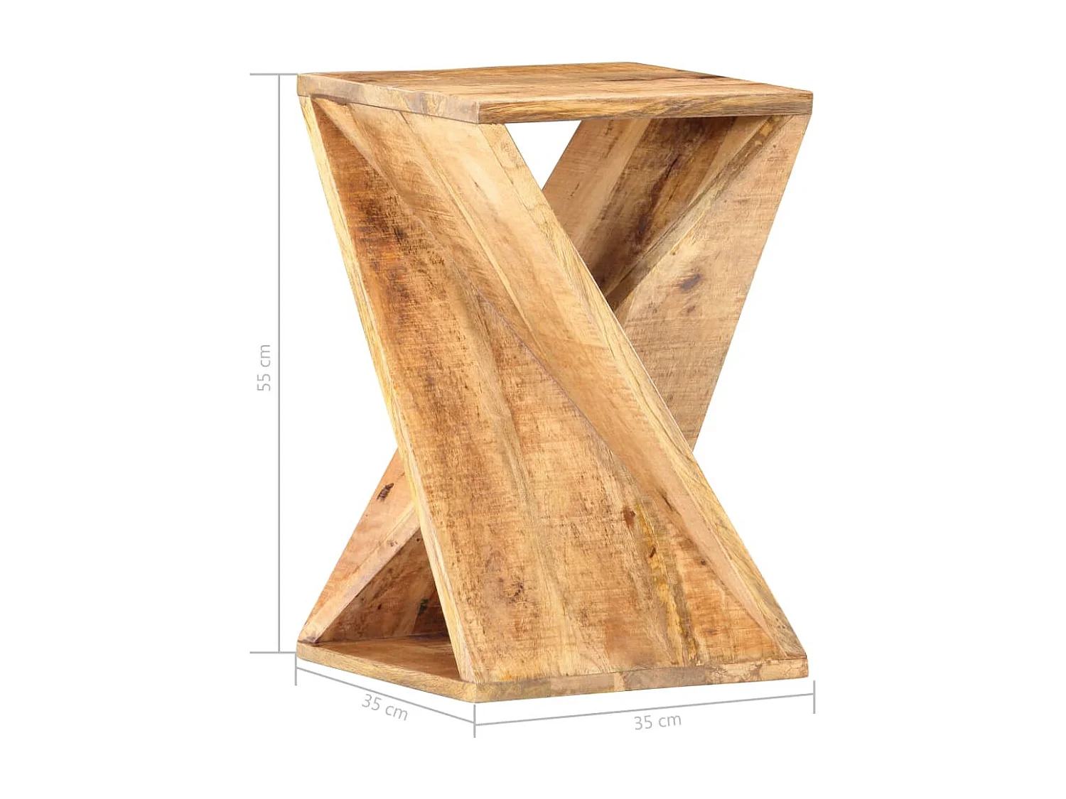 Mesa auxiliar de madera maciza de mango 35x35x55 cm ES679168