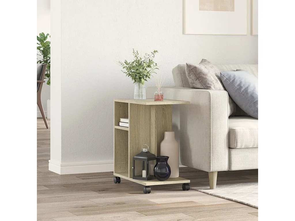 Table d'appoint avec roues chêne sonoma bois d'ingénierie FR218483