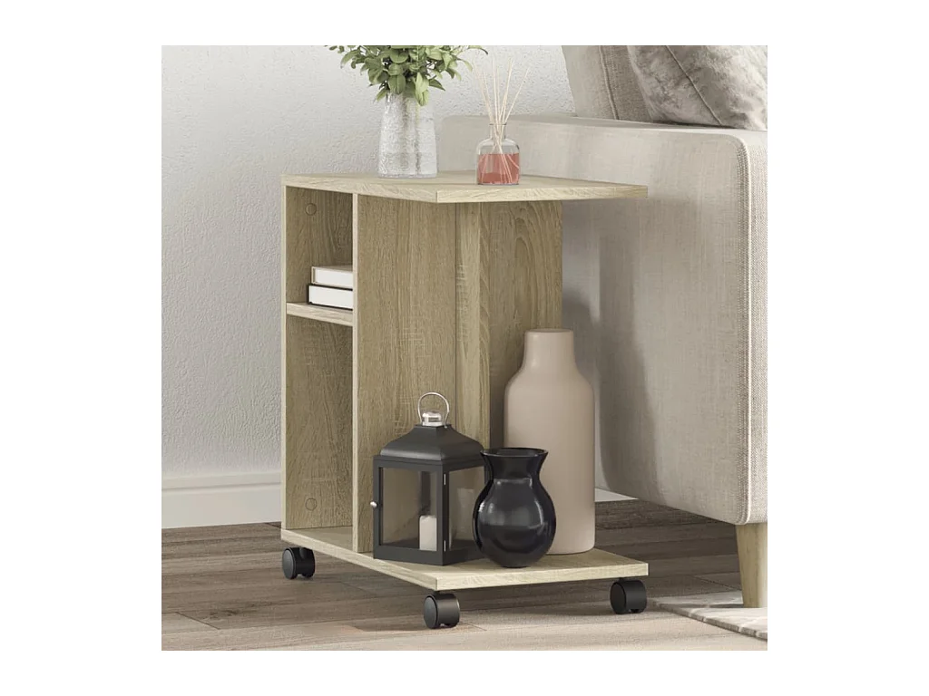 Table d'appoint avec roues chêne sonoma bois d'ingénierie FR218483