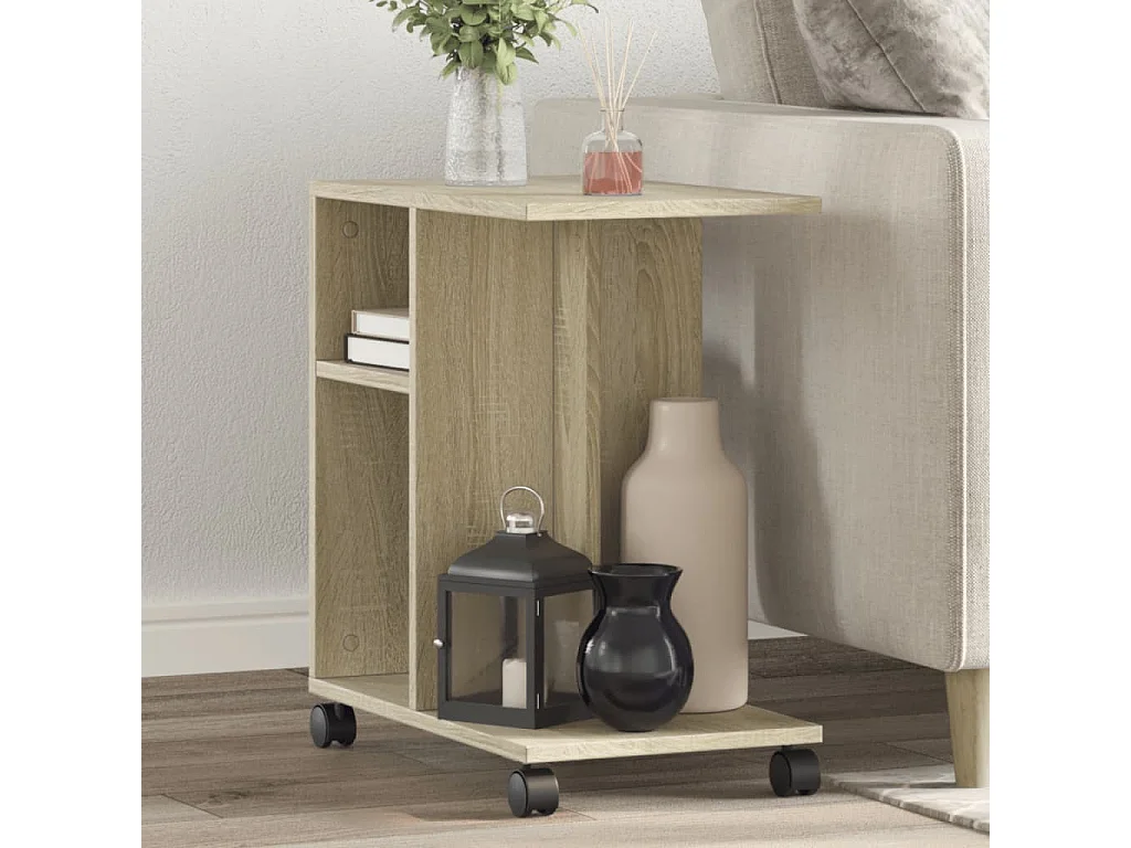 Bijzettafel met wieltjes 50x30x55 cm hout sonoma eikenkleurig BE171113