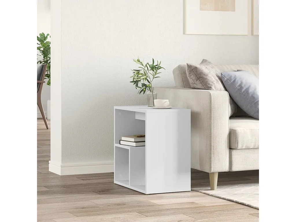 Mesa auxiliar de madera contrachapada blanco 50x30x50 cm ES311080