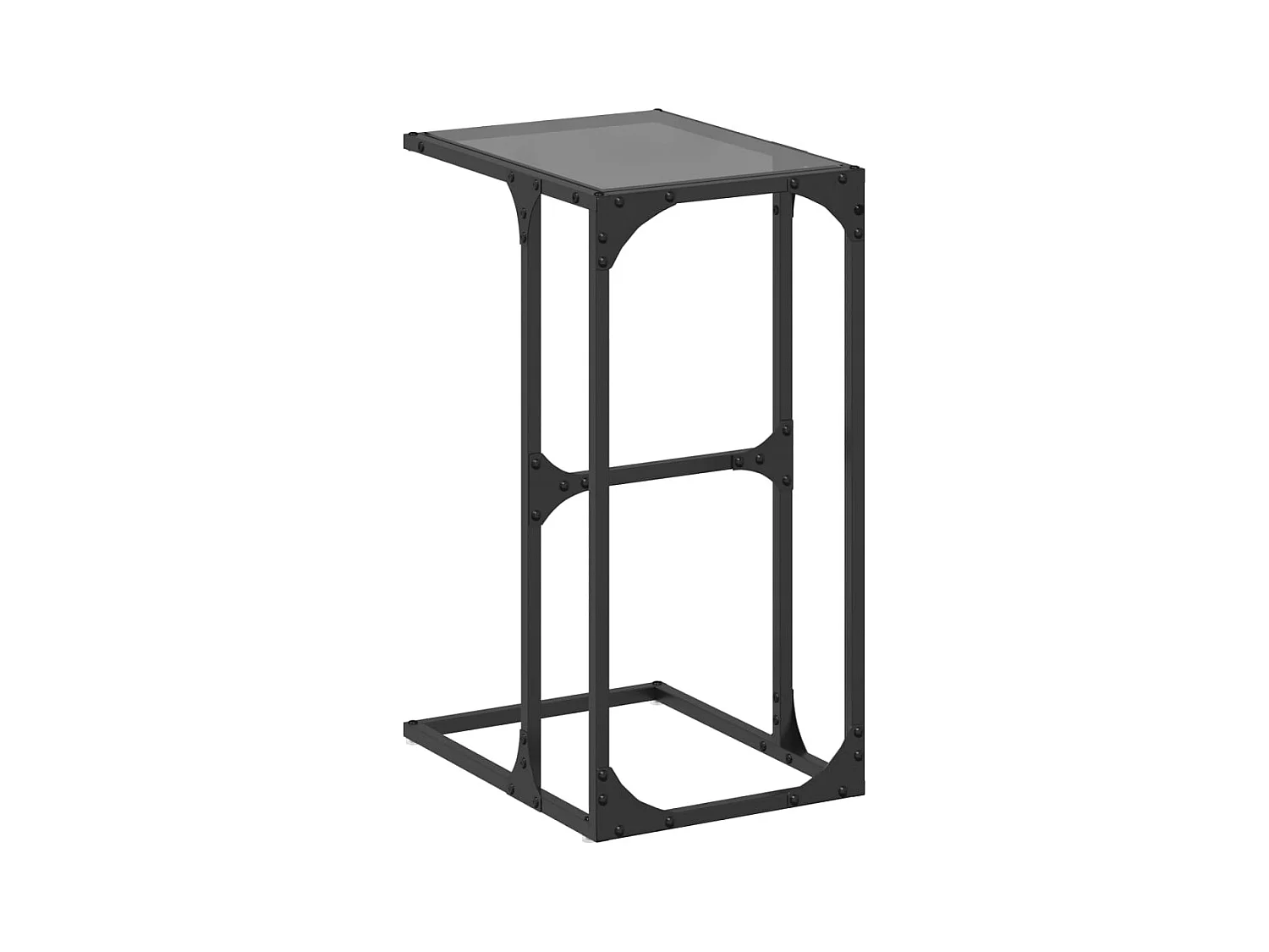 Table d'appoint avec verre noir 40x30x61,5 cm acier FR317181