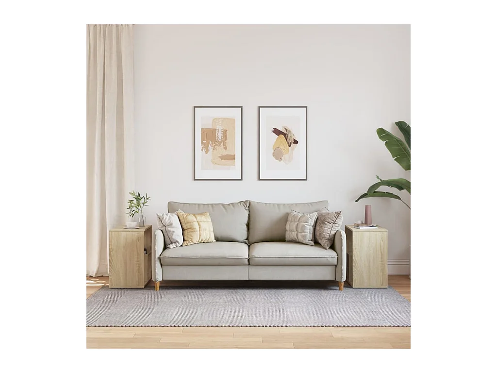 Tables d'appoint 2 pcs chêne sonoma 50x30x50 cm bois ingénierie FR836321