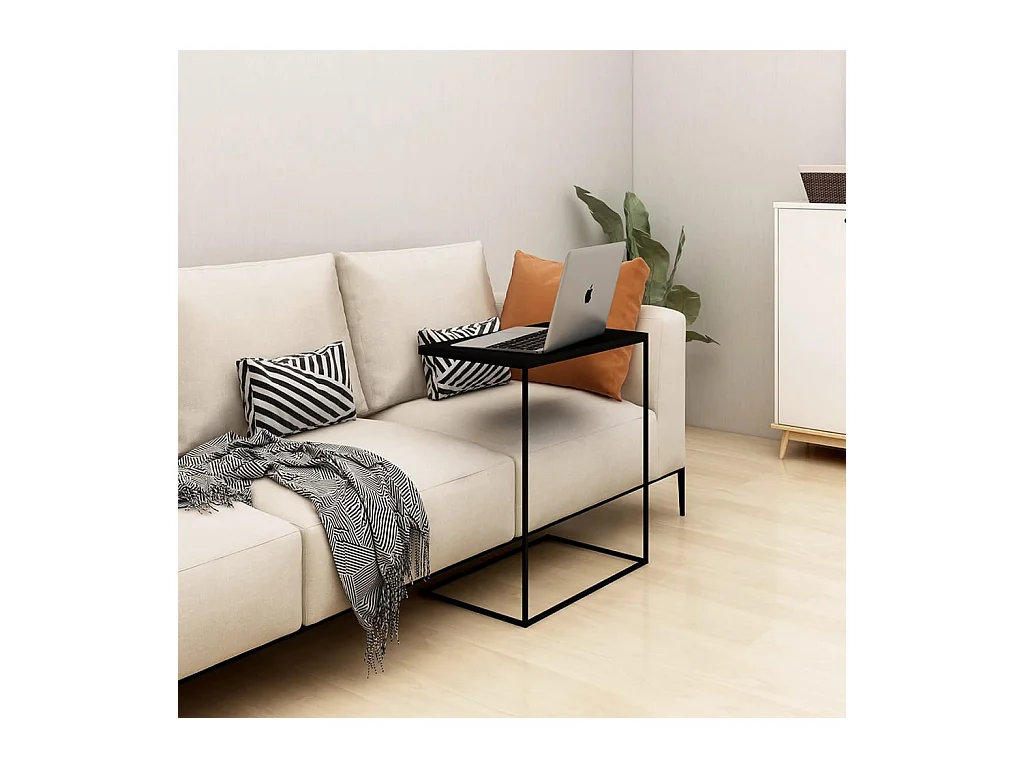 Mesa auxiliar de madera contrachapada negro 55x35x66 cm ES381106