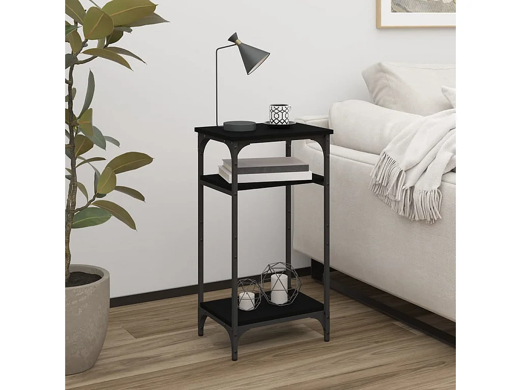 Mesa auxiliar de madera contrachapada negra 40x30x75 cm ES156432