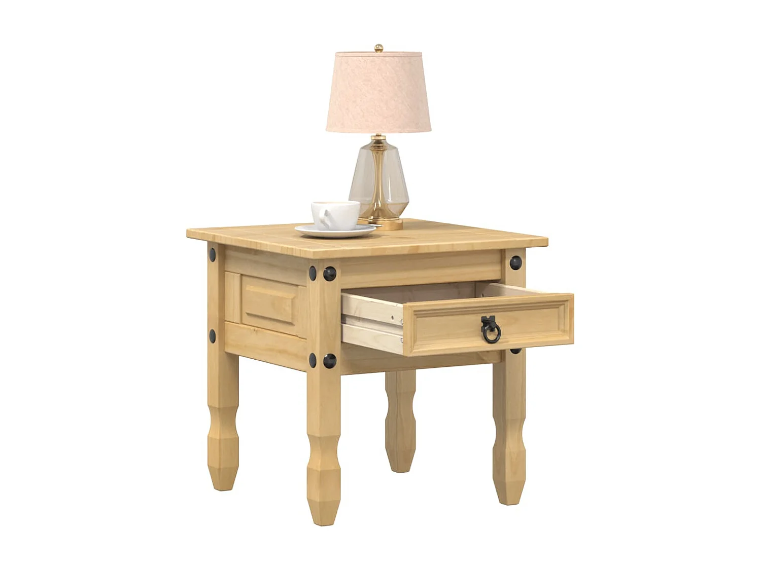 Mesa auxiliar Corona madera maciza de pino 50x50x50 cm ES867704