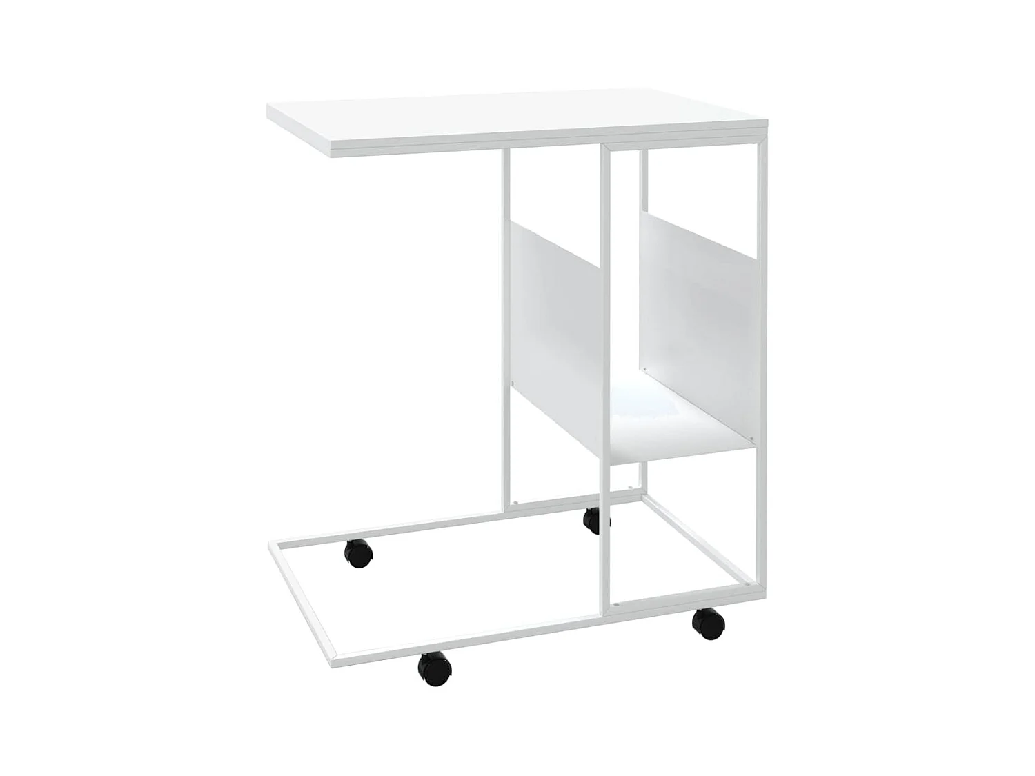 Table d'appoint avec roues blanc 55x36x63,5cm bois d'ingénierie FR357810