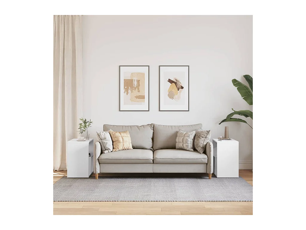 Tables d'appoint 2 pcs blanc 50x30x50 cm bois d’ingénierie FR945130