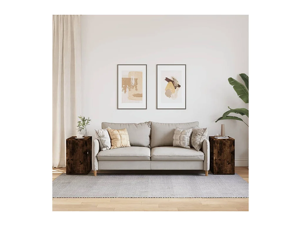 Tables d'appoint 2 pcs chêne fumé 50x30x50 cm bois d'ingénierie FR686115