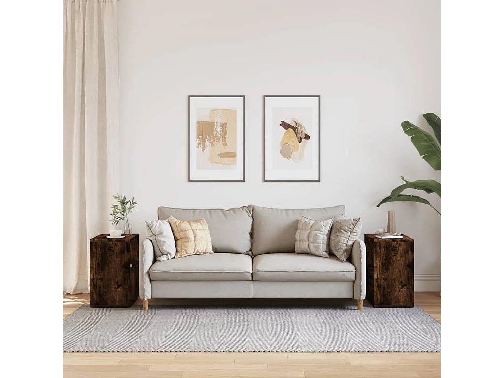 Tables d'appoint 2 pcs chêne fumé 50x30x50 cm bois d'ingénierie FR686115