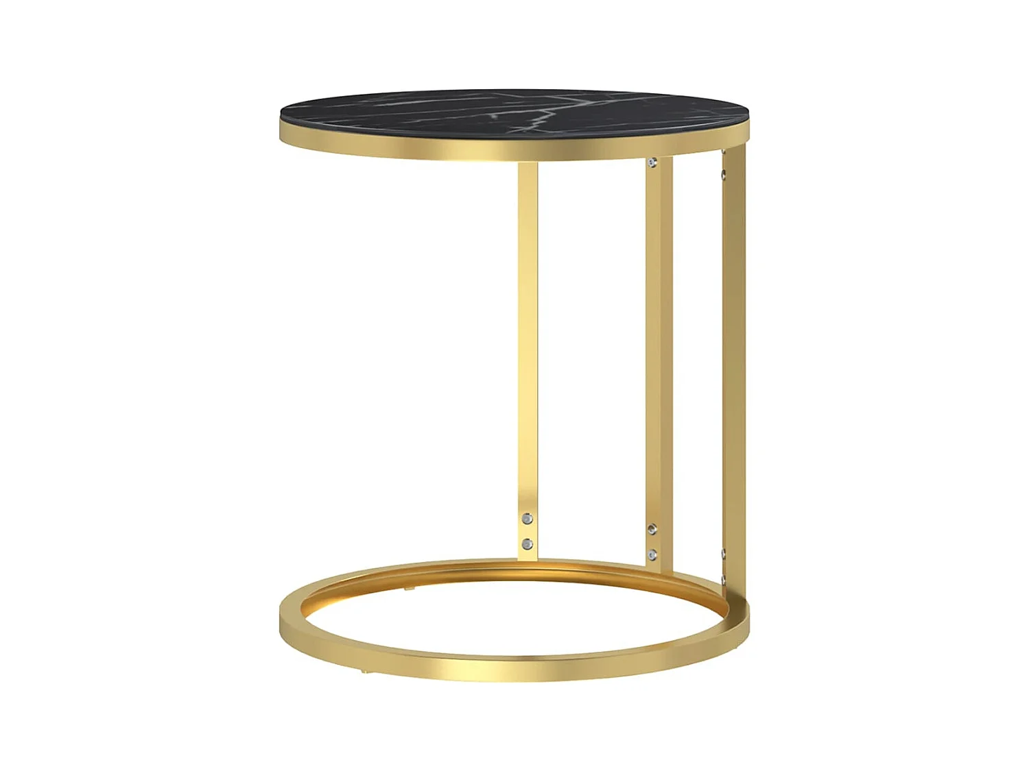 Table d'appoint Doré et marbre noir 45 cm Verre trempé FR589602