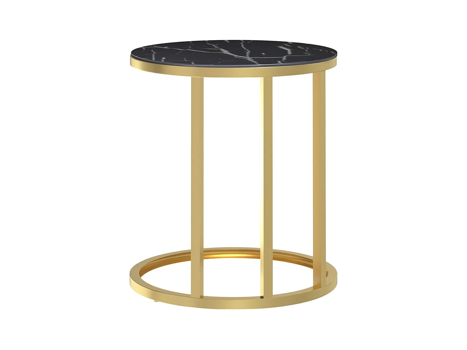 Table d'appoint Doré et marbre noir 45 cm Verre trempé FR589602