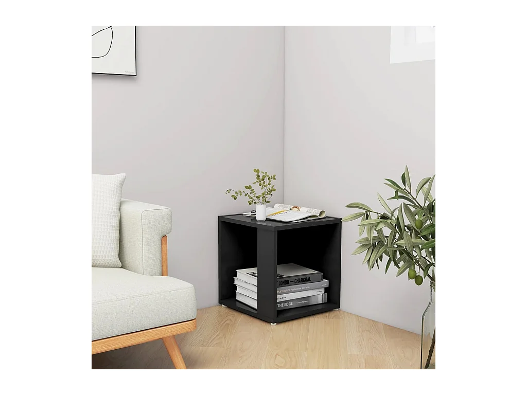 Mesa auxiliar madera contrachapada negro 33x33x34,5 cm ES760429