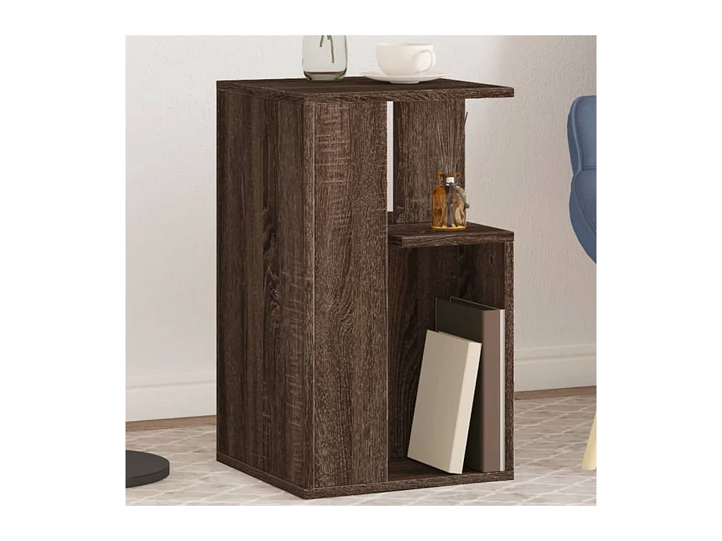 Mesa auxiliar madera de ingeniería roble marrón 35x35x60 cm ES177939