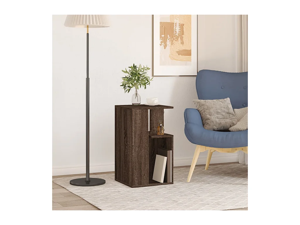 Mesa auxiliar madera de ingeniería roble marrón 35x35x60 cm ES177939