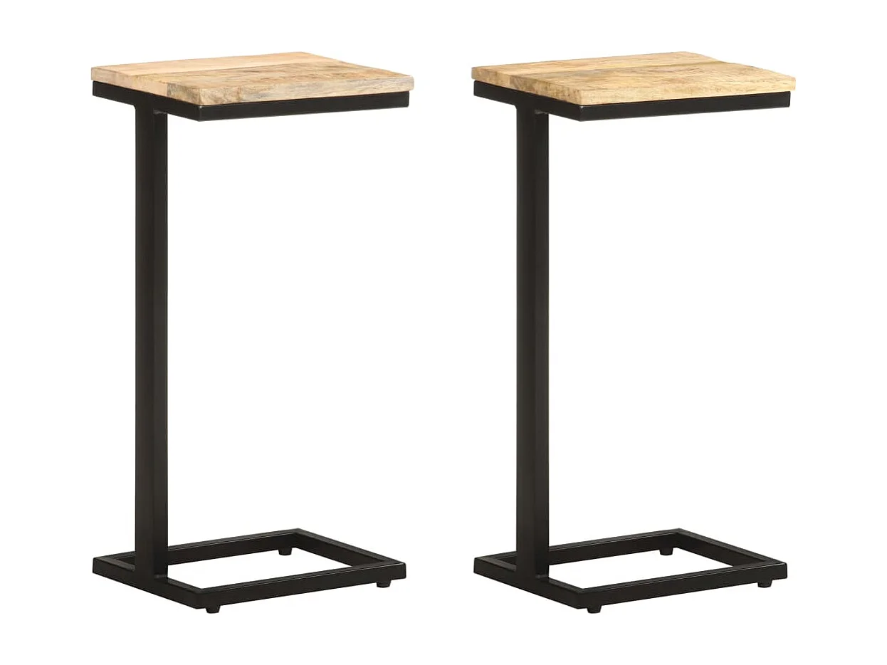 Bijzettafels 2 st 31,5x24,5x64,5 cm ruw mangohout BE923900