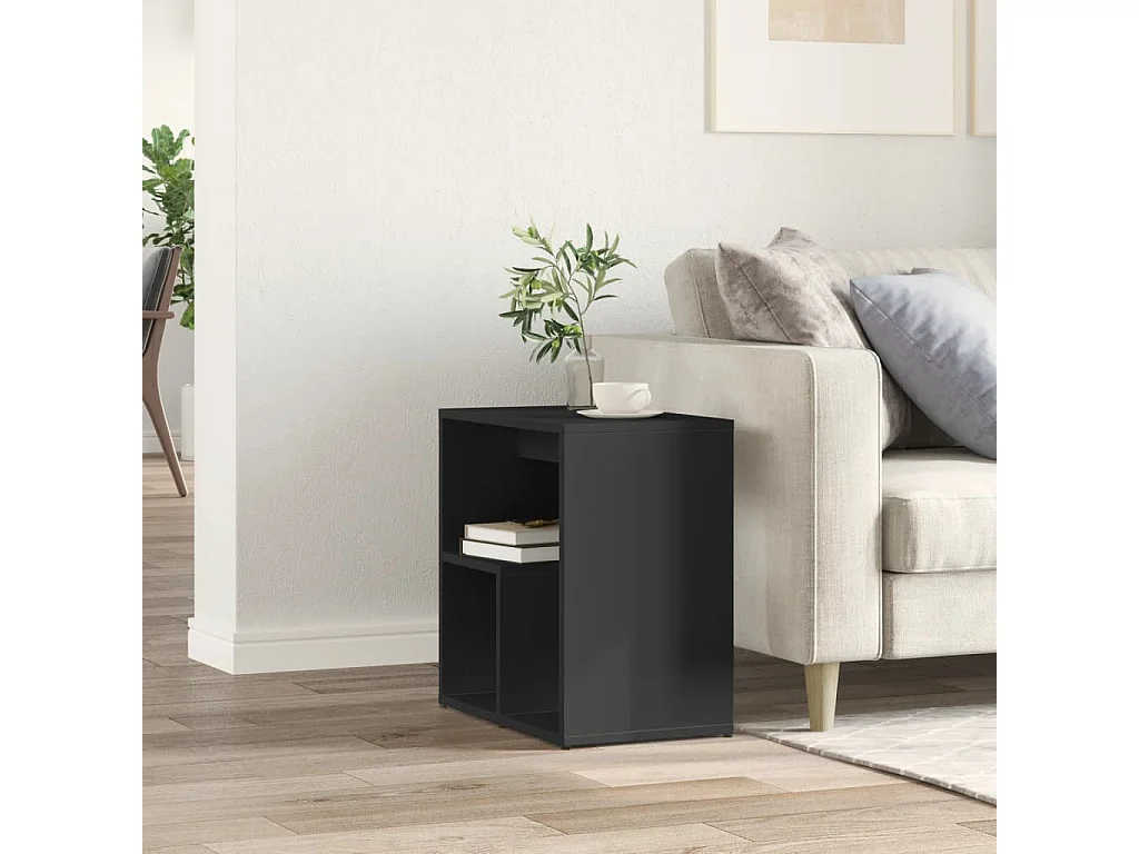 Mesa auxiliar de madera contrachapada negro 50x30x50 cm ES809407