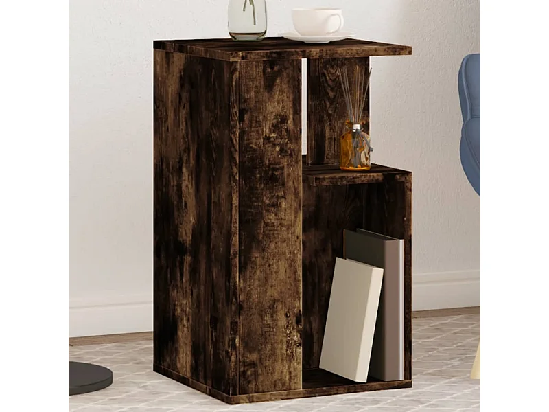 Mesa auxiliar madera de ingeniería roble ahumado 35x35x60 cm ES579023