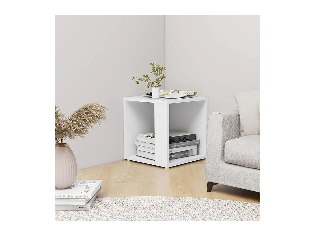 Mesa auxiliar de madera contrachapada blanco 33x33x34,5 cm ES390418