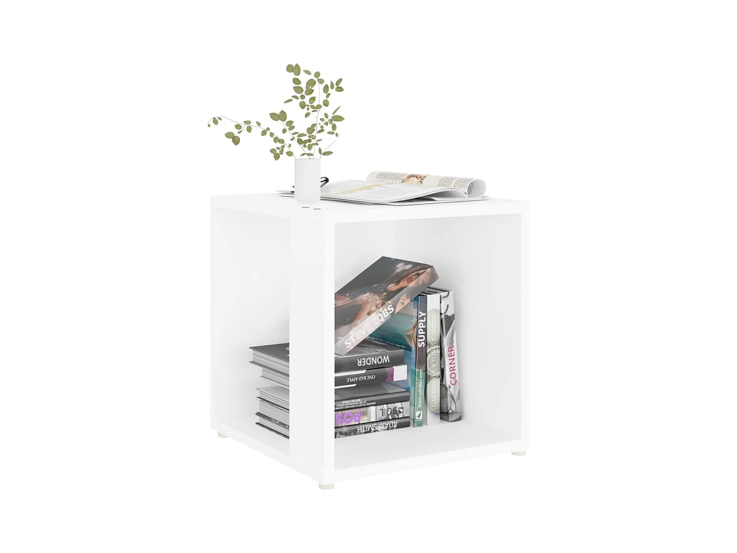 Mesa auxiliar de madera contrachapada blanco 33x33x34,5 cm ES390418