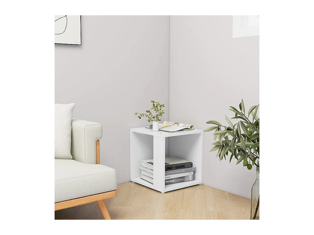 Mesa auxiliar de madera contrachapada blanco 33x33x34,5 cm ES390418