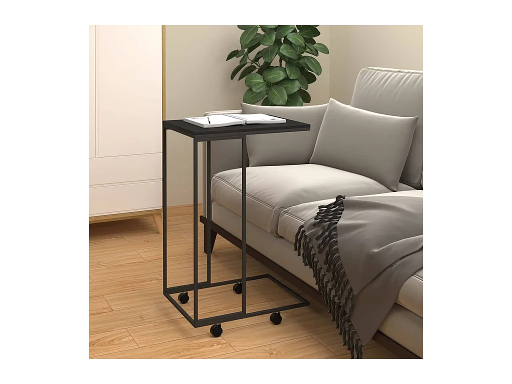 Table d'appoint avec roues Noir 40x30x63,5 cm Bois d'ingénierie FR367502