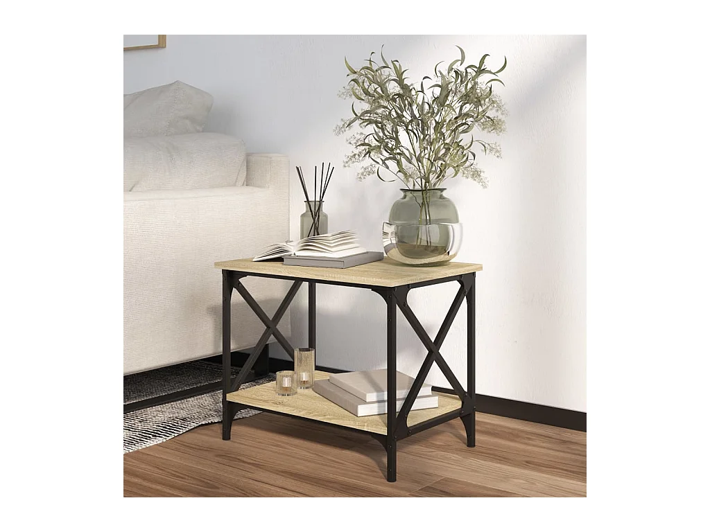 Mesa auxiliar madera contrachapada roble Sonoma 55x38x45 cm ES330504