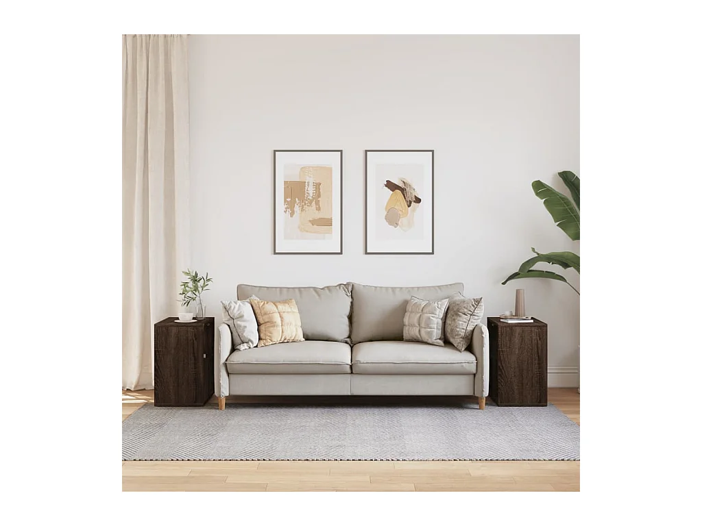 Tables d'appoint 2 pcs chêne marron 50x30x50 cm bois ingénierie FR456381