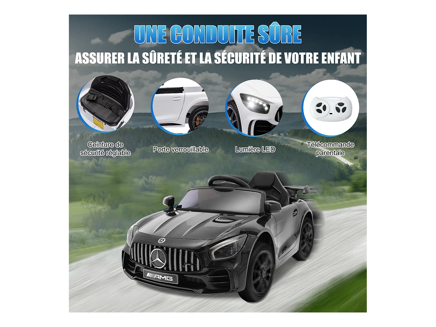 Voiture électrique pour enfants Mercedes Benz GTR 6V - Véhicule électrique pour enfants 2,5-4,5 km/h