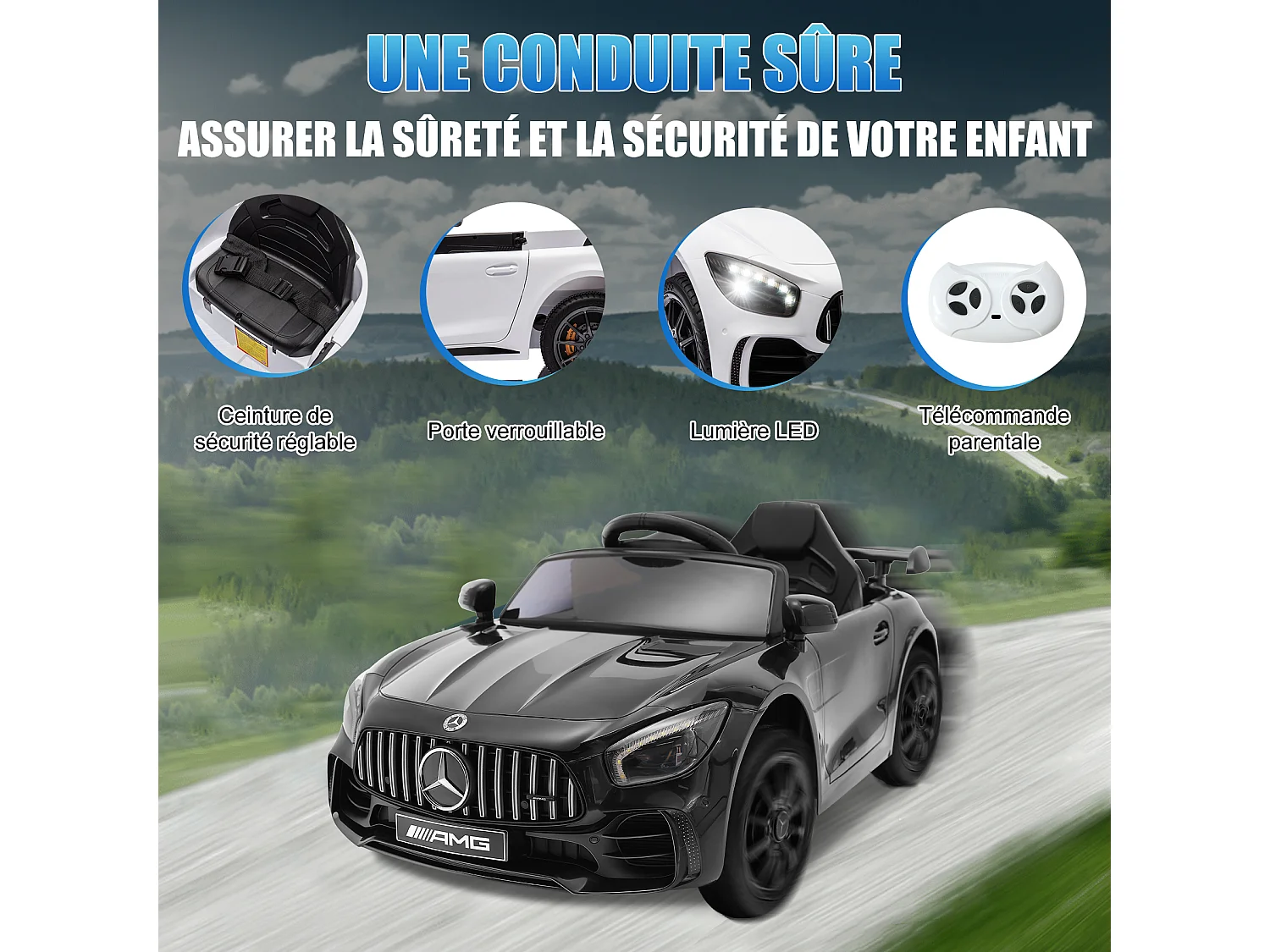 Voiture électrique pour enfants Mercedes Benz GTR 6V - Véhicule électrique pour enfants 2,5-4,5 km/h