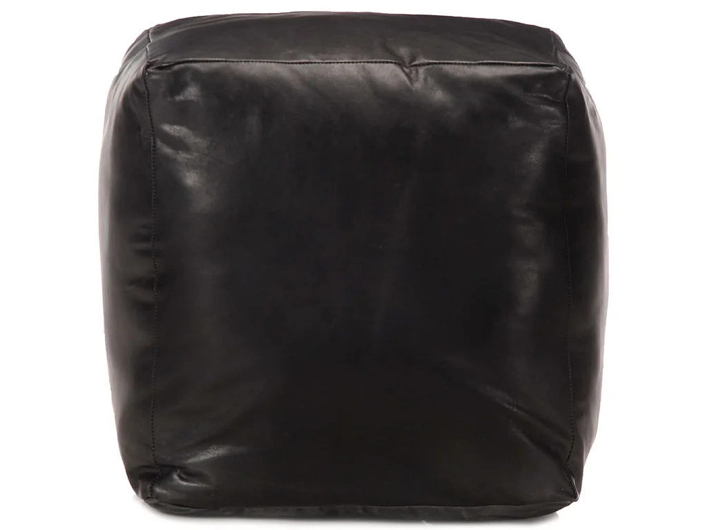 Puf negro 40x40x40 cm cuero genuino de cabra ES257258