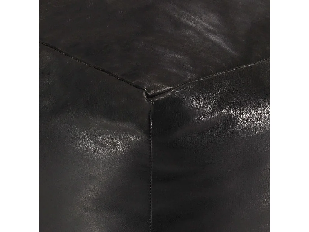 Puf negro 40x40x40 cm cuero genuino de cabra ES257258