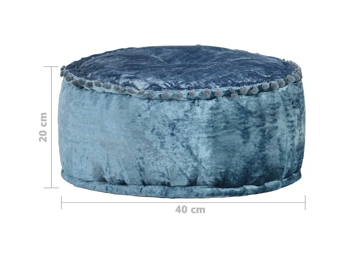 Pouf Rond Velours 40x20 cm Bleu FR820089