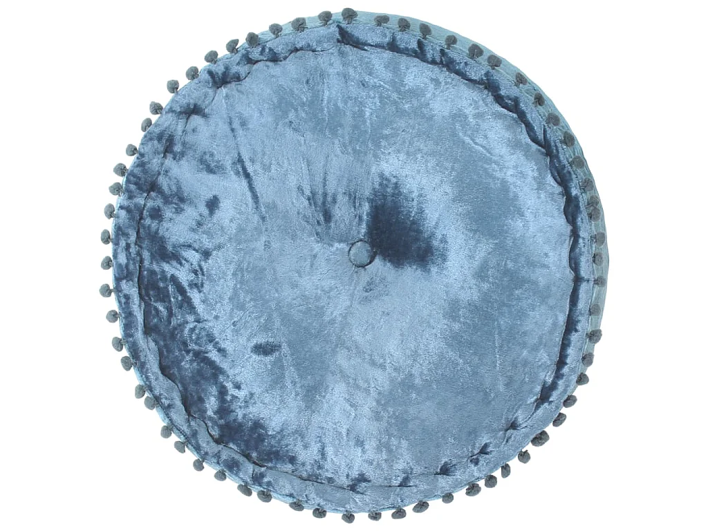 Pouf Rond Velours 40x20 cm Bleu FR820089