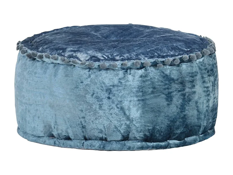 Pouf Rond Velours 40x20 cm Bleu FR820089