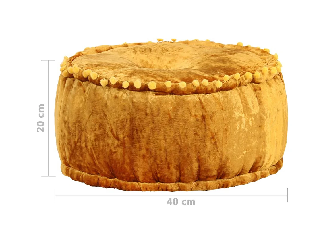 Pouf Rond Velours 40x20 cm Moutarde FR431810