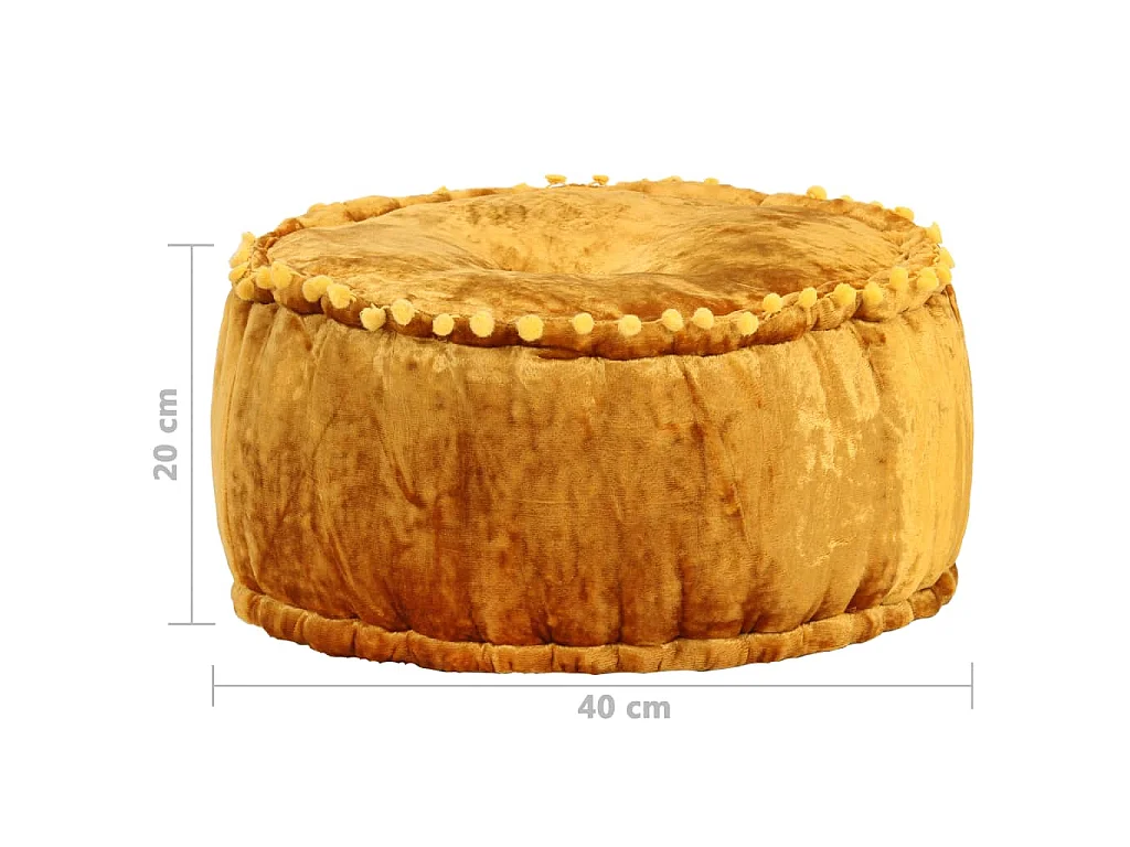 Pouf Rond Velours 40x20 cm Moutarde FR431810