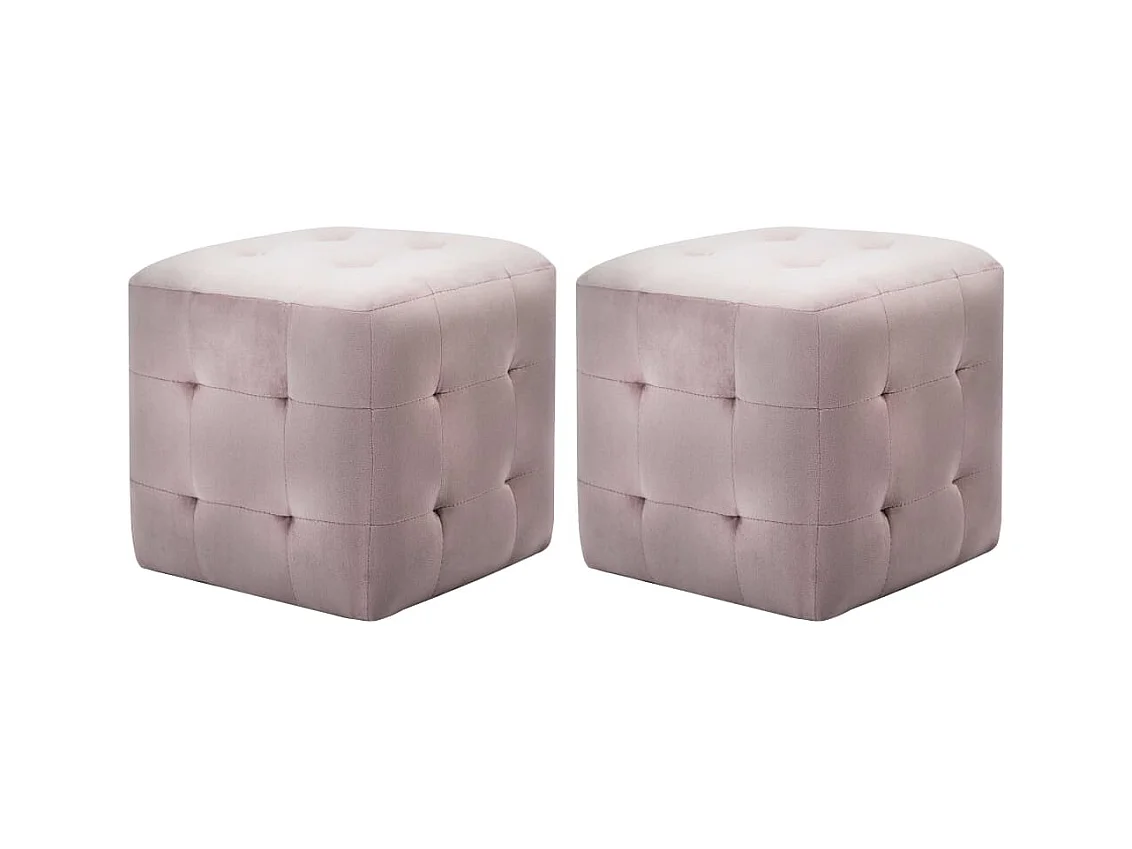 2 pcs Poufs Rose 30 x 30 x 30 cm Tissu velours FR188785