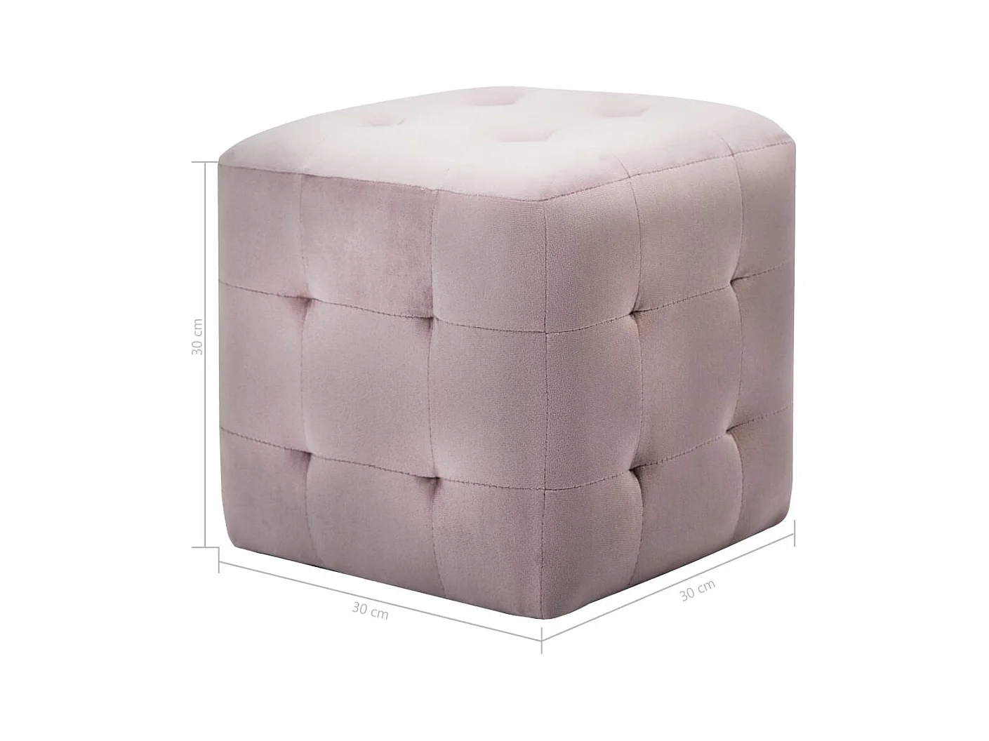 Puf 2 unidades terciopelo rosa 30x30x30 cm ES370205