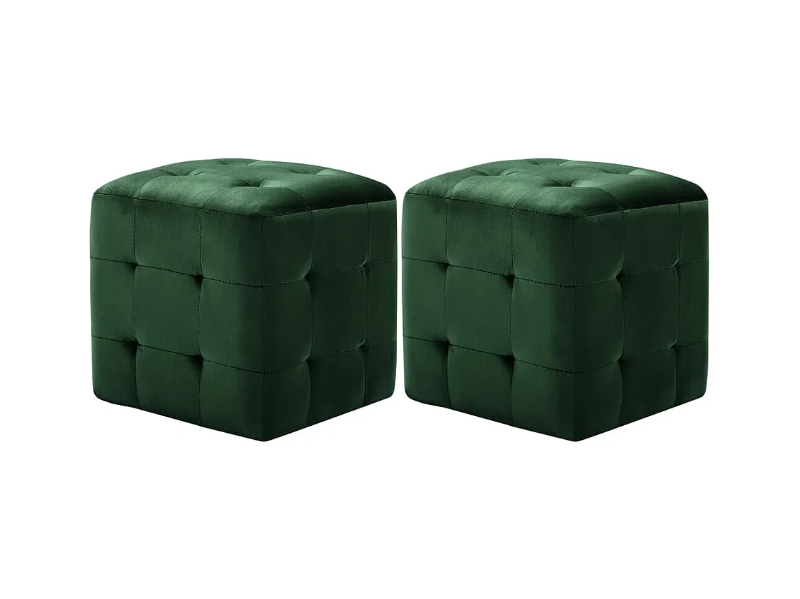 2 pcs Poufs Vert 30 x 30 x 30 cm Tissu velours FR576607