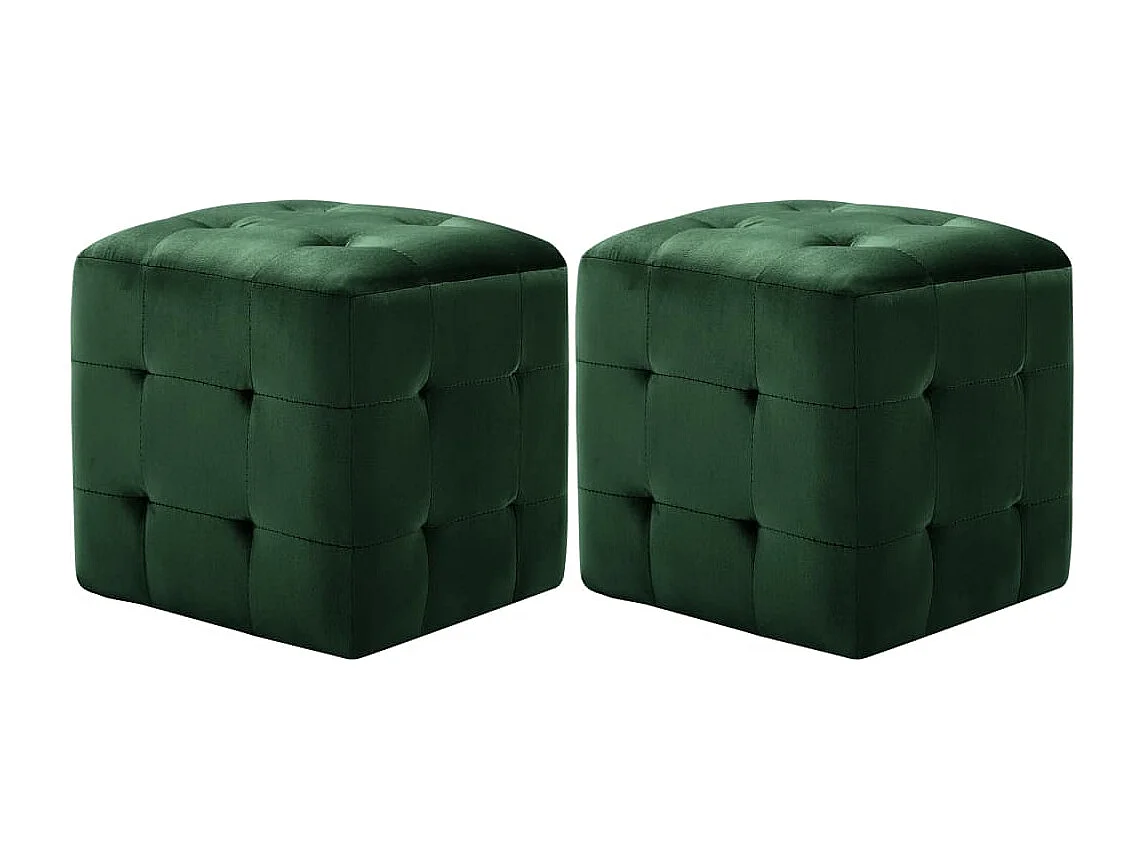 2 pcs Poufs Vert 30 x 30 x 30 cm Tissu velours FR576607